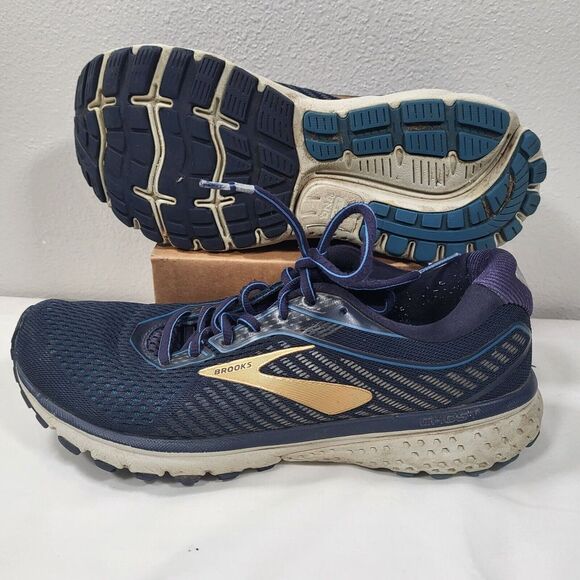 Brooks Ghost 12 Men's‎ 9 Navy Gold Running Shoes 1103161D489 - Picture 1 of 12